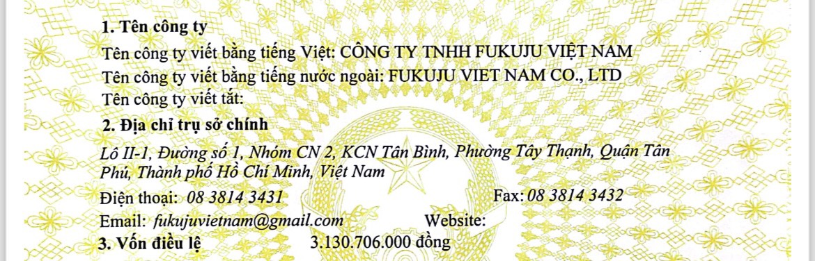 CÔNG TY TNHH FUKUJU VIỆT NAM