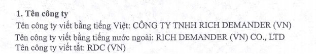 CÔNG TY TNHH RICH DEMANDER (VN)