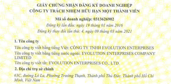 CÔNG TY TNHH EVOLUTION ENTERPRISES